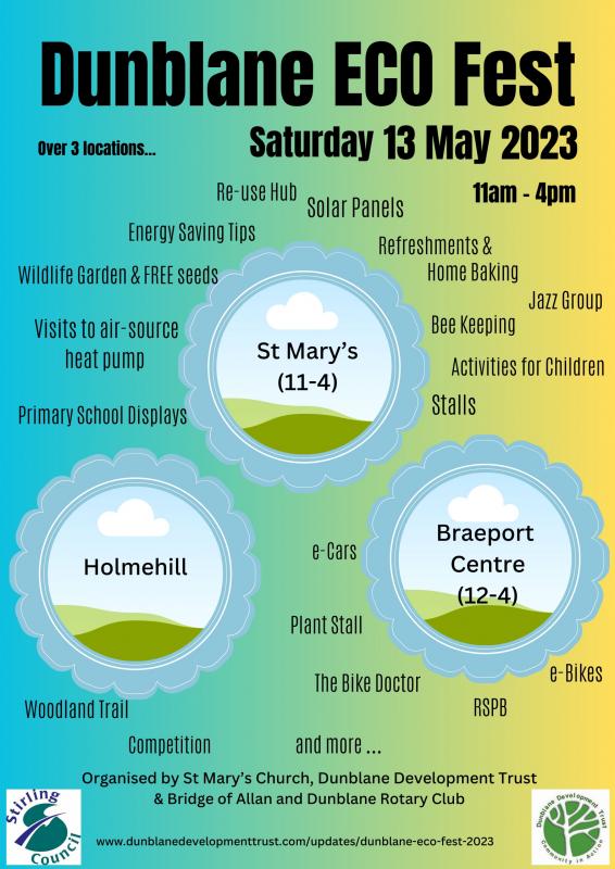 ECO FEST May 13th 2023 11.00 16.00 Rotary Club of Bridge of Allan